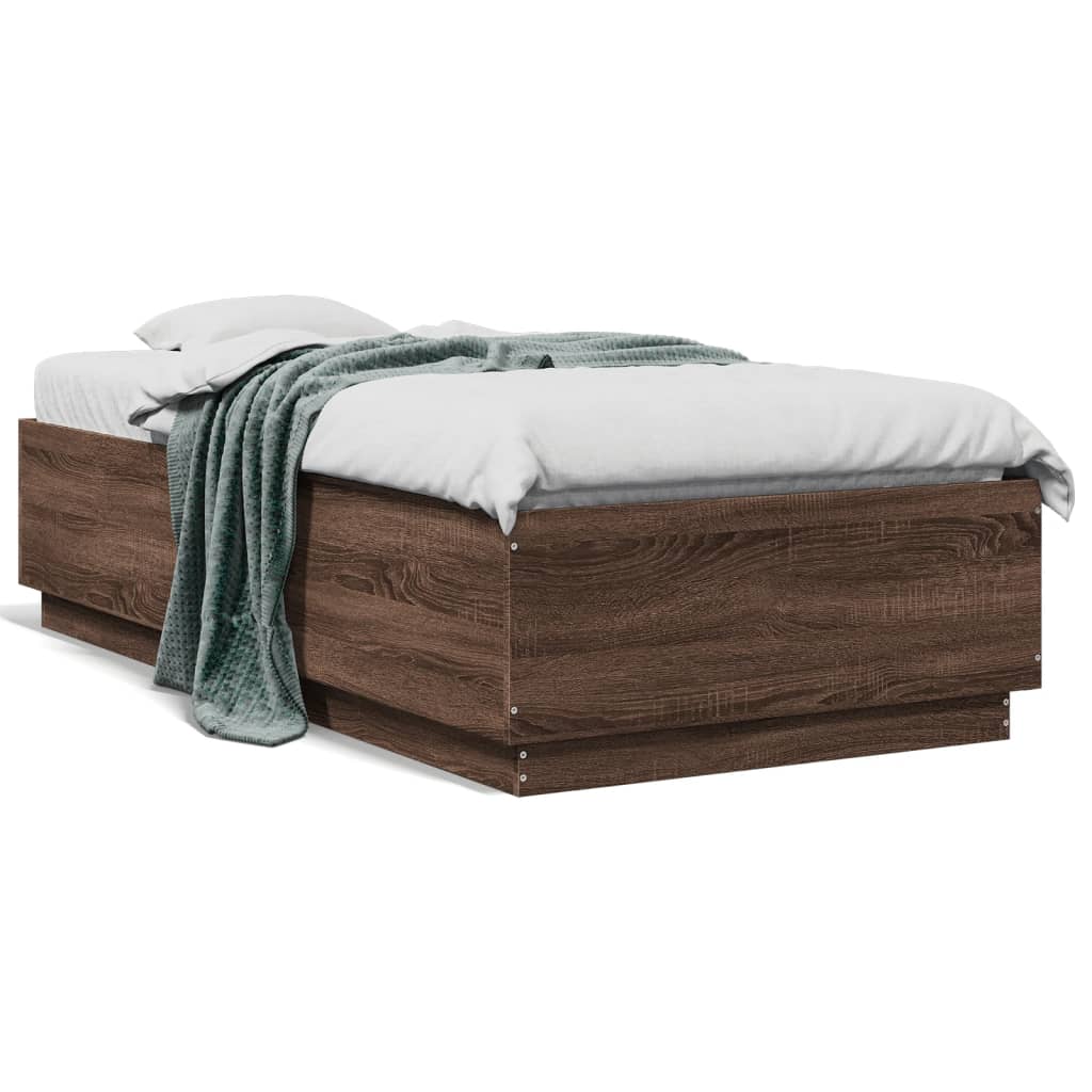 vidaXL Cadre de lit chêne marron 75x190 cm bois d'ingénierie