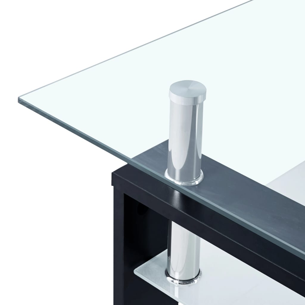 vidaXL Table basse Noir et transparent 95x55x40 cm Verre trempé