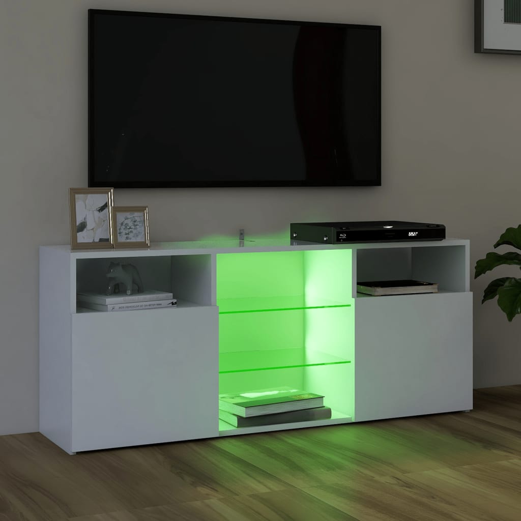 vidaXL Meuble TV avec lumières LED blanc 120x30x50 cm