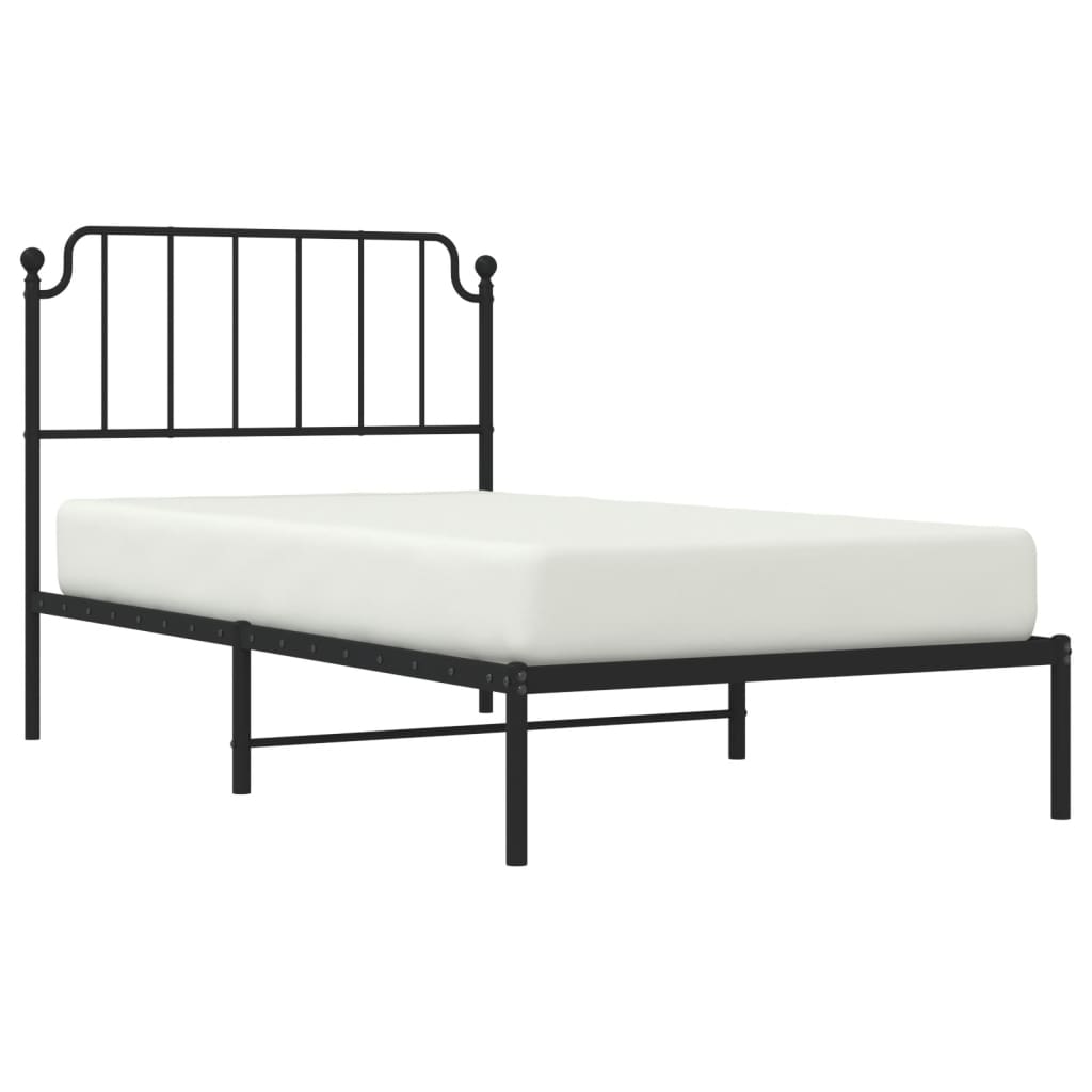 vidaXL Cadre de lit métal sans matelas avec tête de lit noir 100x190cm