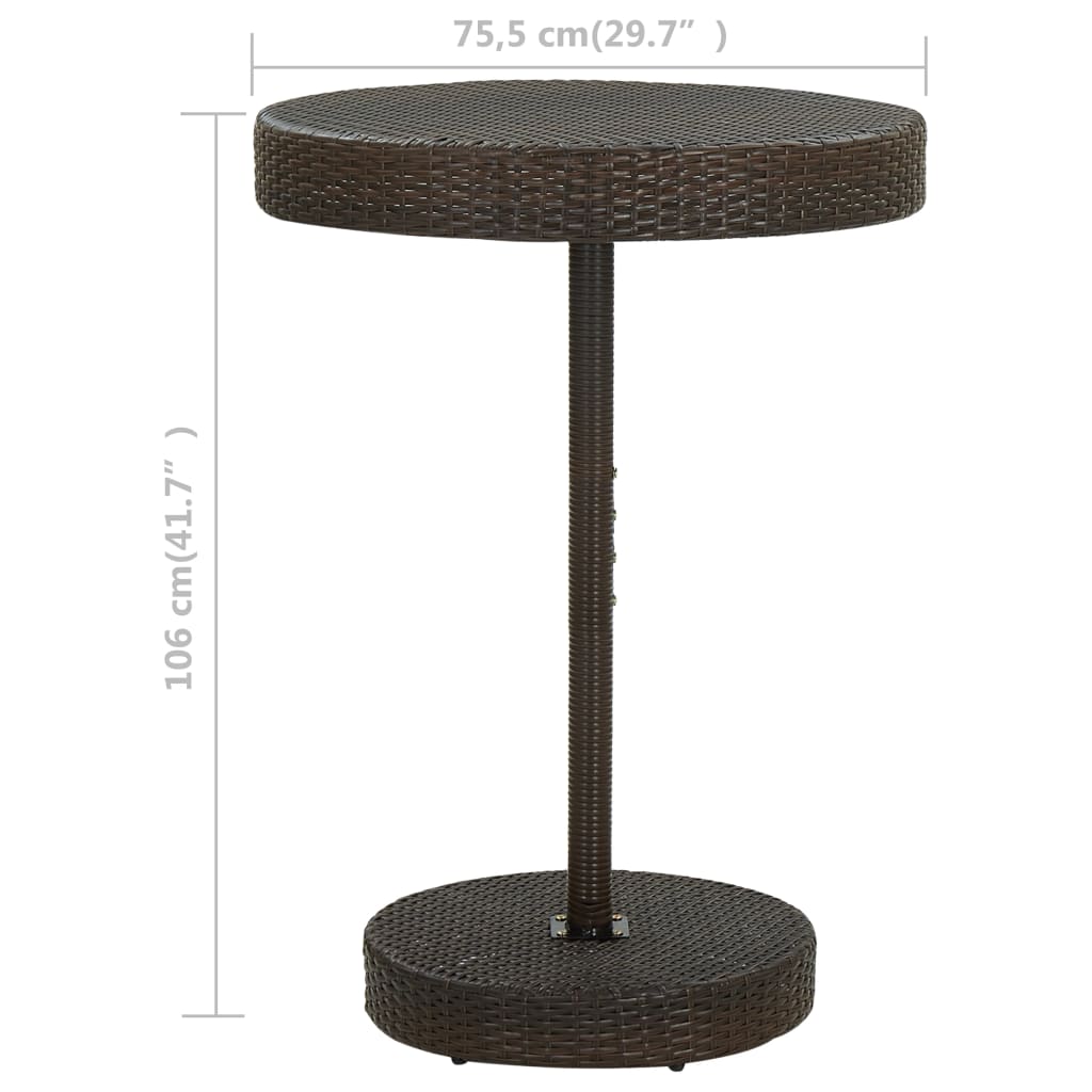vidaXL Table de jardin Marron 75,5x106 cm Résine tressée
