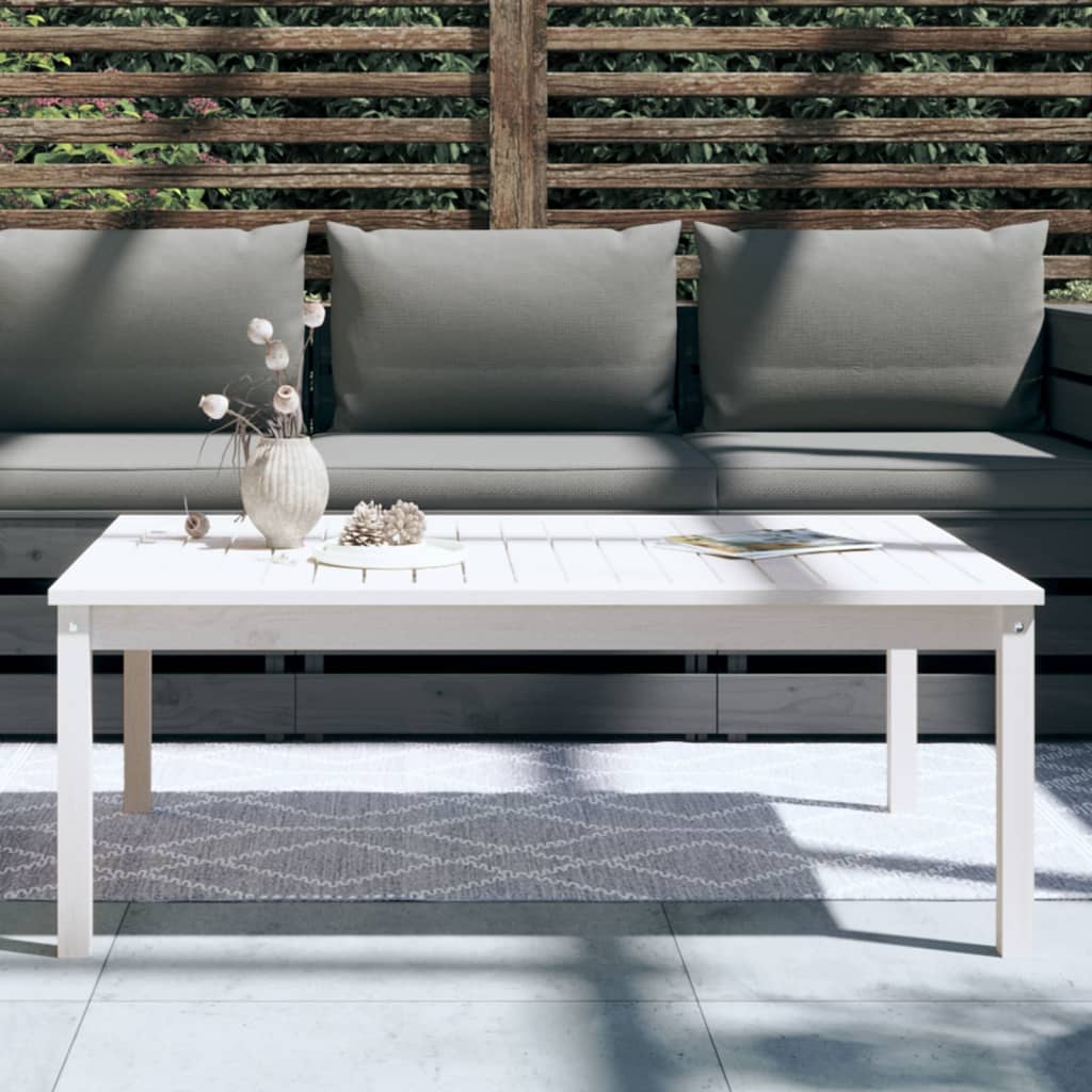 vidaXL Table de jardin blanc 121x82,5x45 cm bois massif de pin