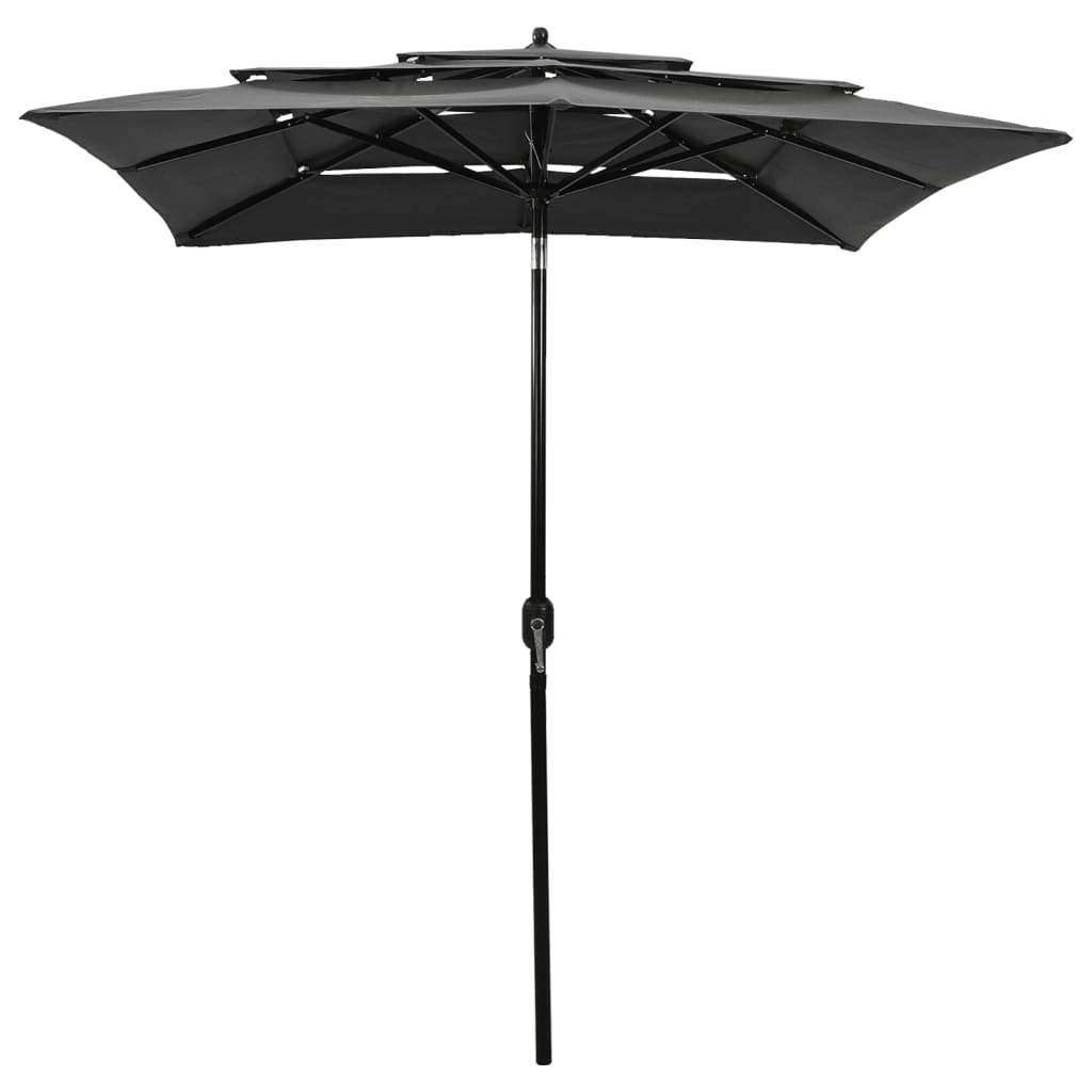 vidaXL Parasol de jardin à 3 niveaux avec mât en aluminium anthracite