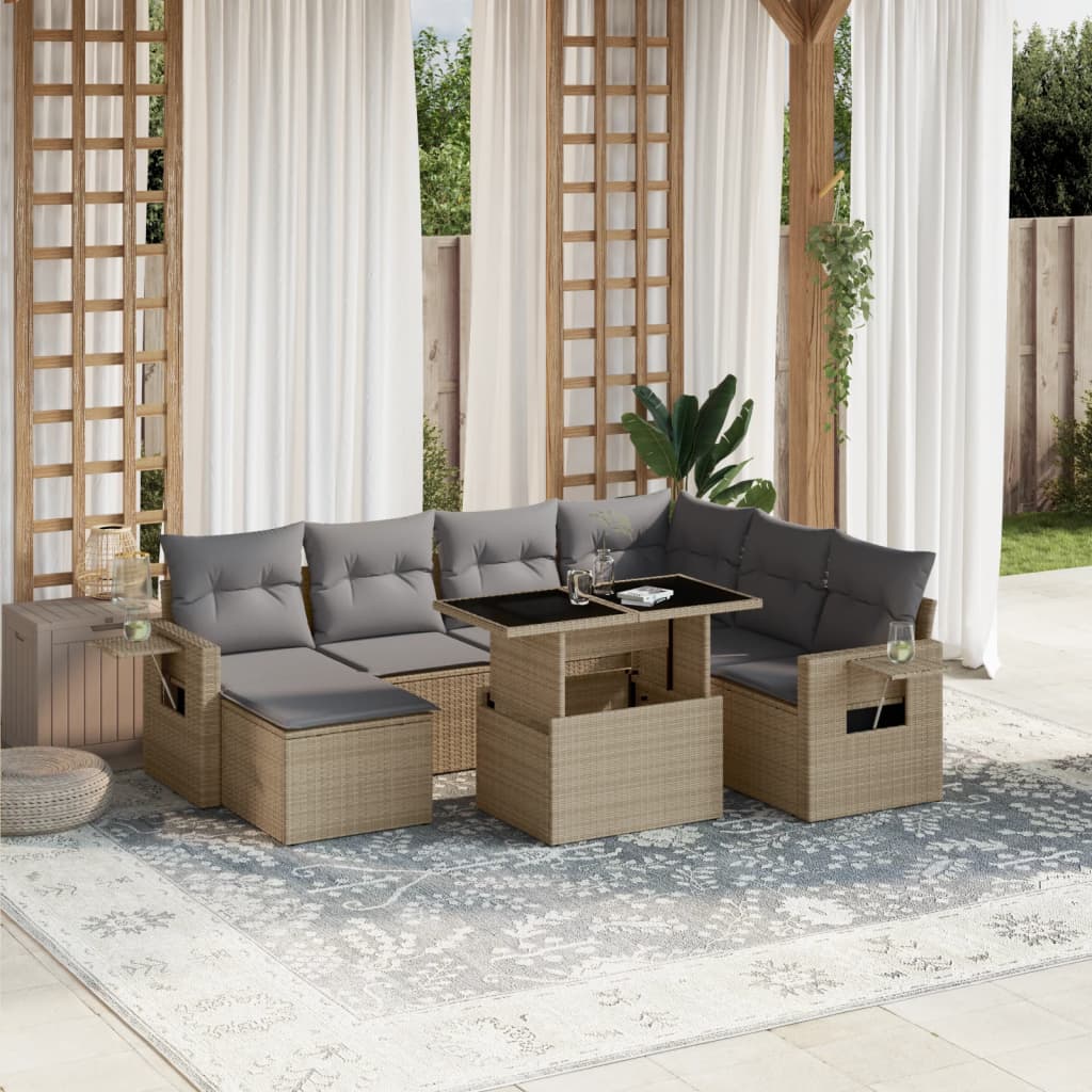 vidaXL Salon de jardin avec coussins 8 pcs beige résine tressée