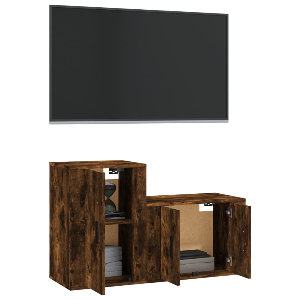 vidaXL Ensemble de meubles TV 2 pcs Chêne fumé Bois d'ingénierie