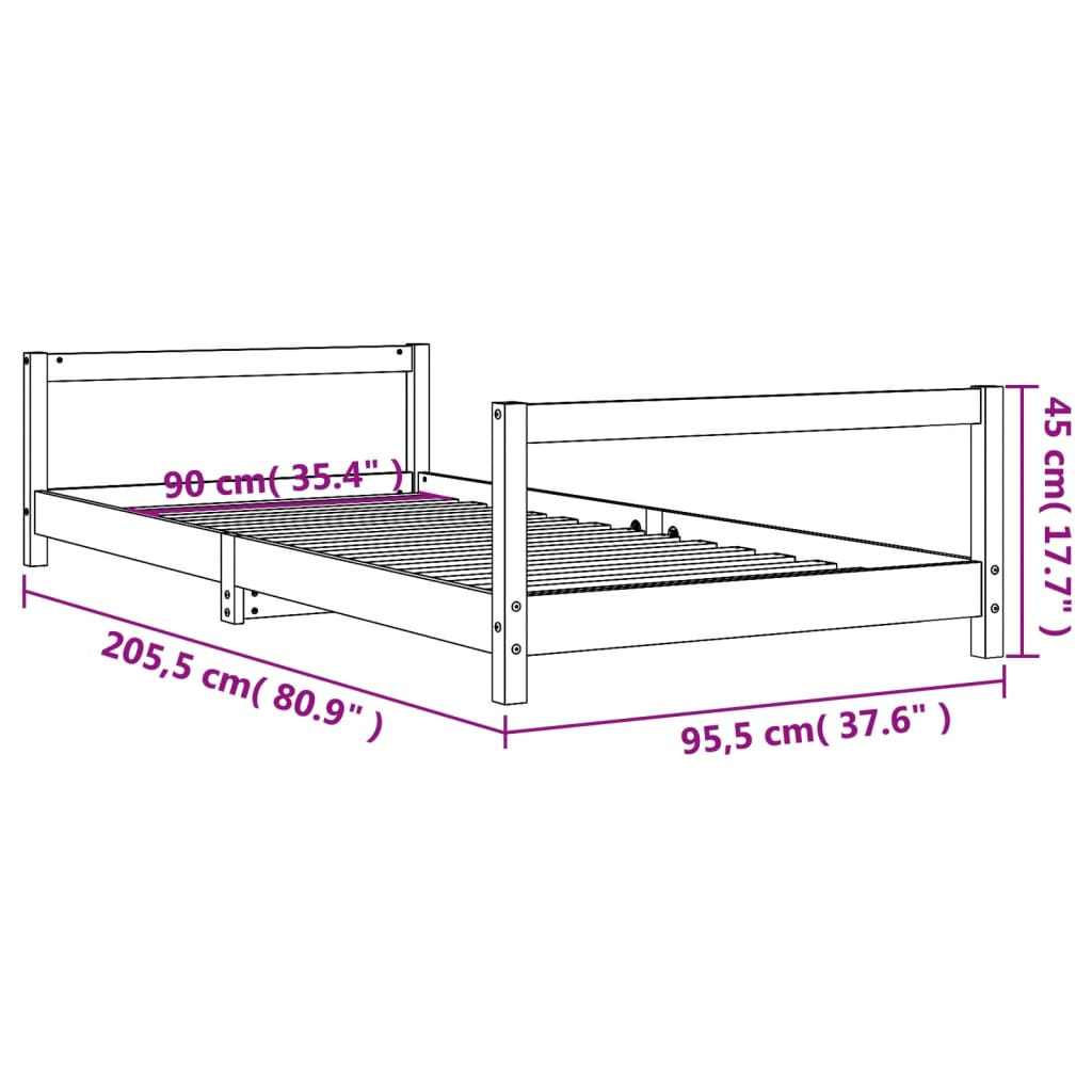 vidaXL Cadre de lit pour enfants 90x200 cm bois de pin massif