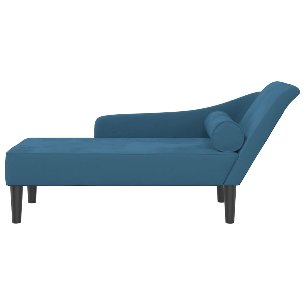 vidaXL Chaise longue avec coussins bleu velours