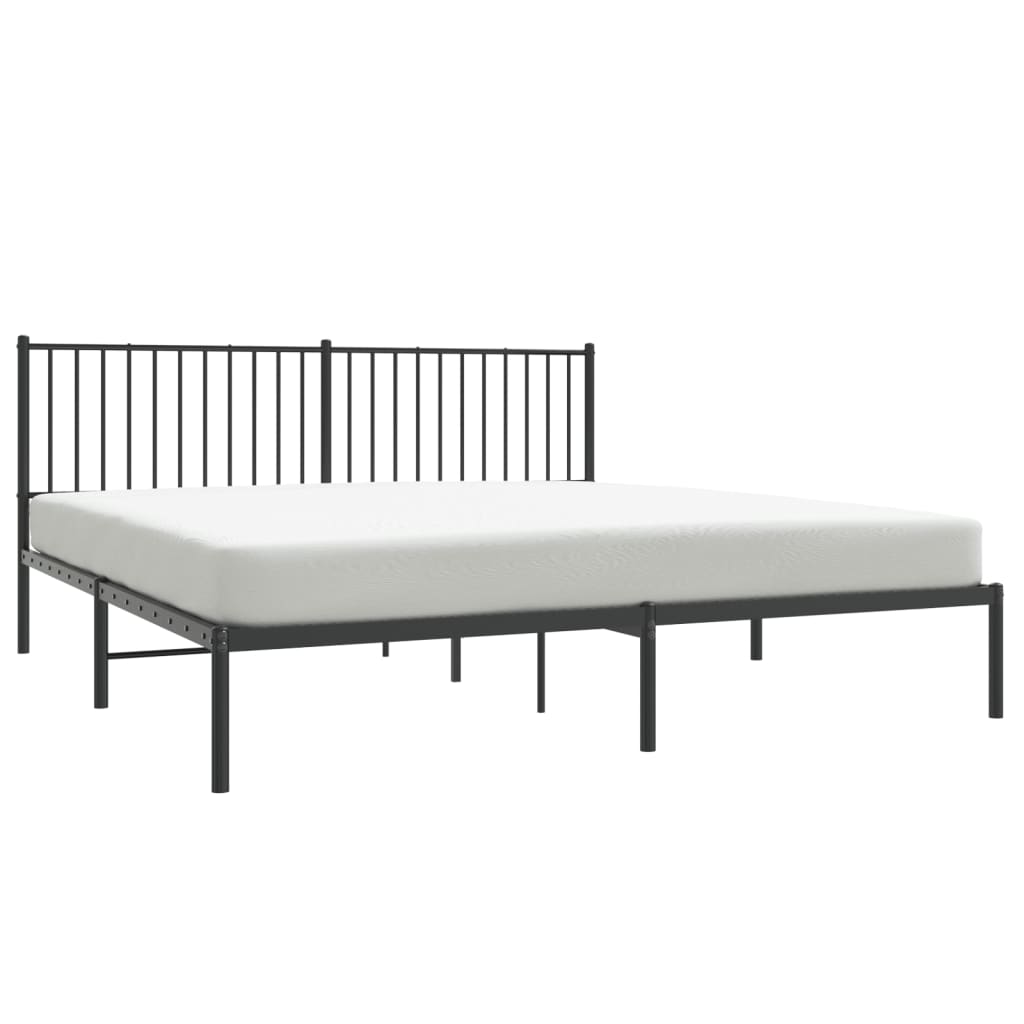 vidaXL Cadre de lit métal sans matelas avec tête de lit noir 183x213cm