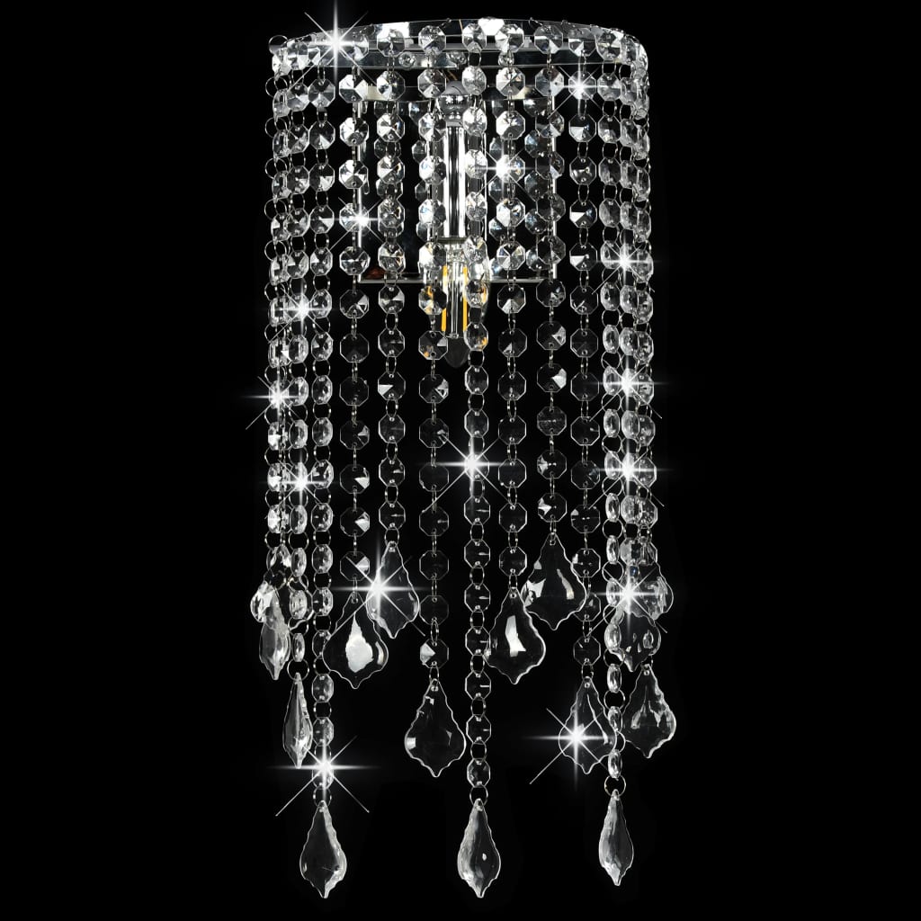 vidaXL Plafonnier et perles cristal Argenté Rectangulaire Ampoules E14