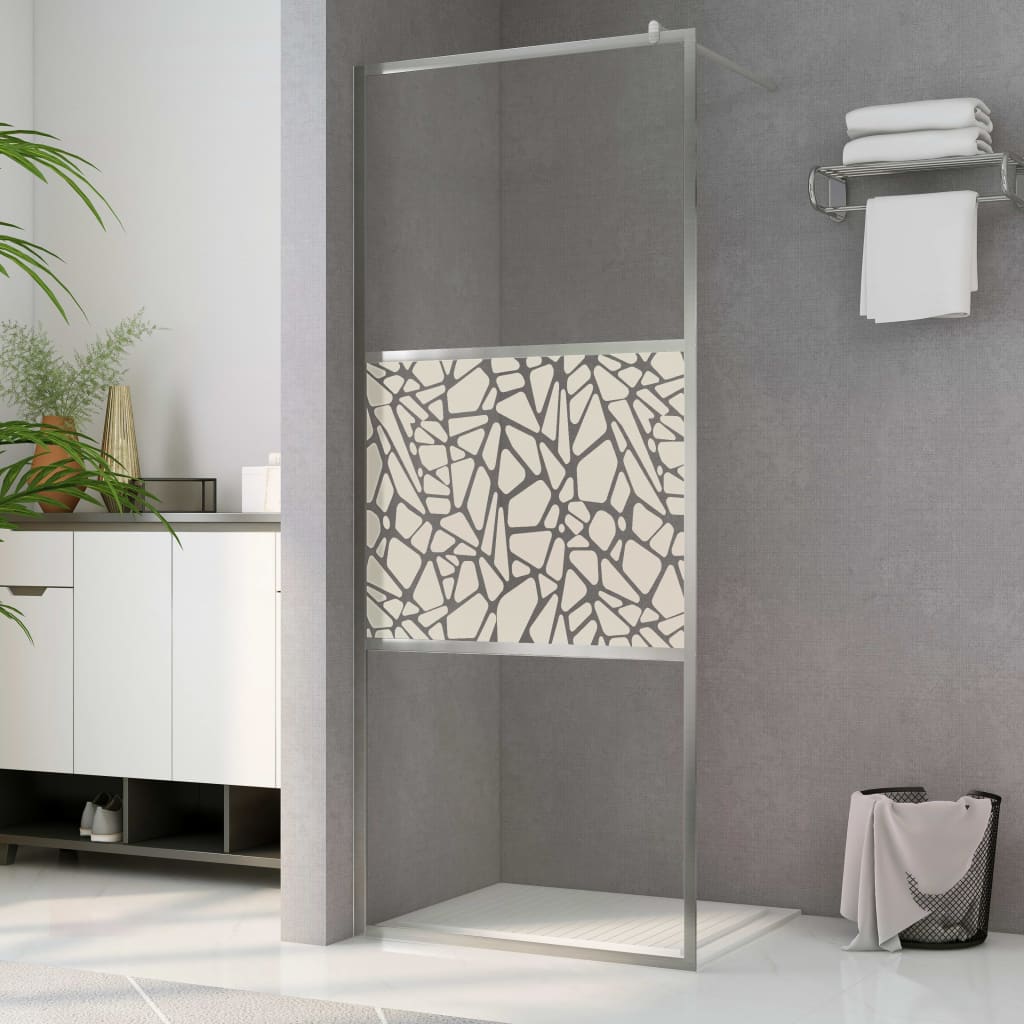 vidaXL Paroi de douche à l'italienne à verre ESG pierre 140x195 cm