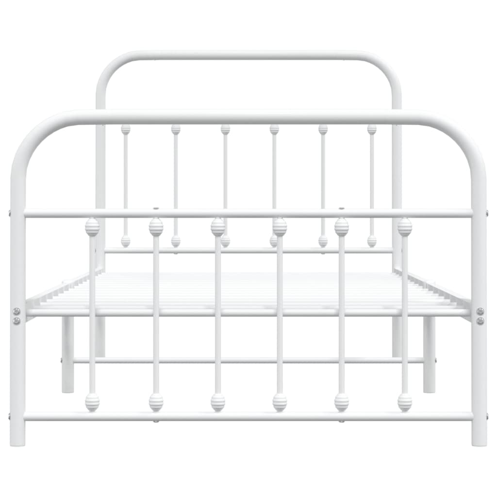 vidaXL Cadre de lit métal sans matelas et pied de lit blanc 100x190 cm