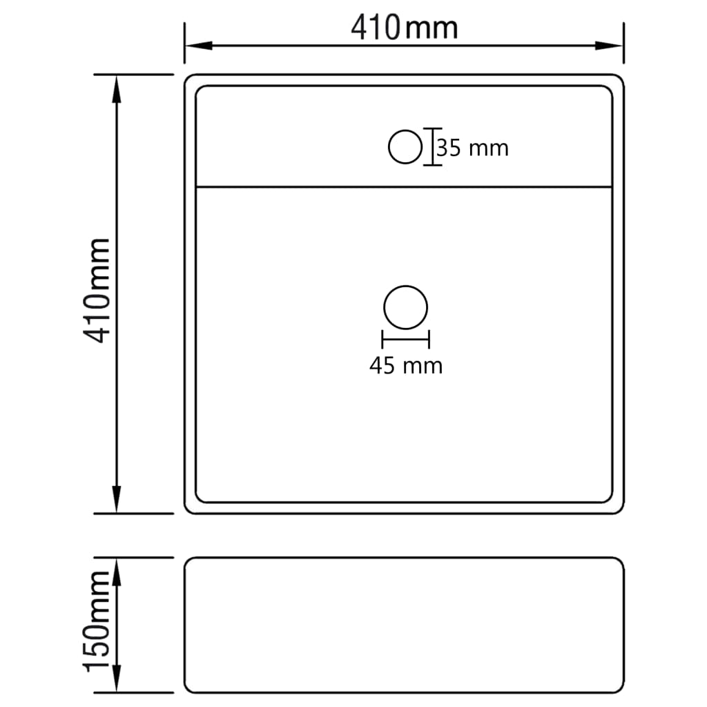 vidaXL Lavabo carré à trop-plein Vert foncé mat 41x41 cm Céramique