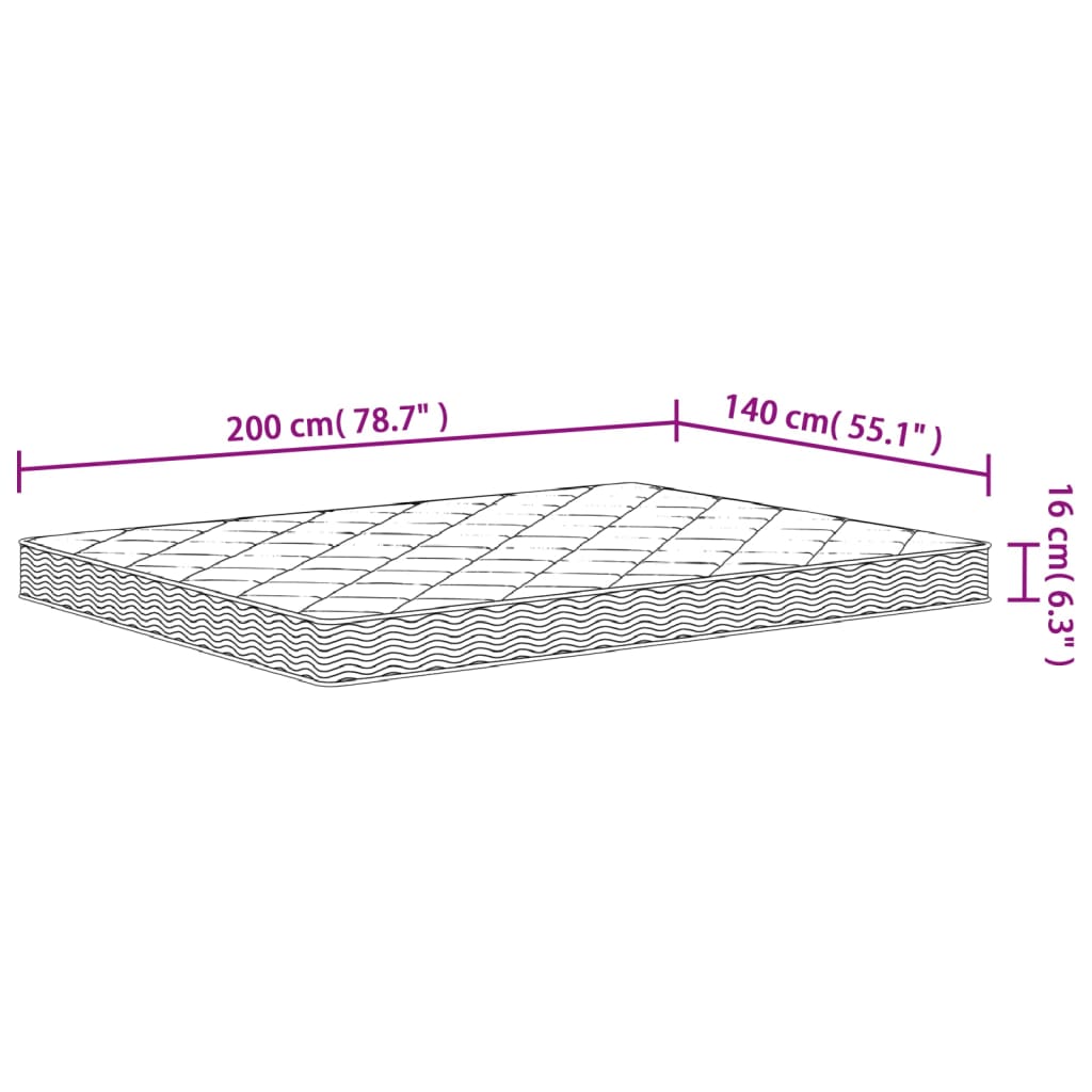 vidaXL Matelas en mousse moyennement doux 140x200 cm