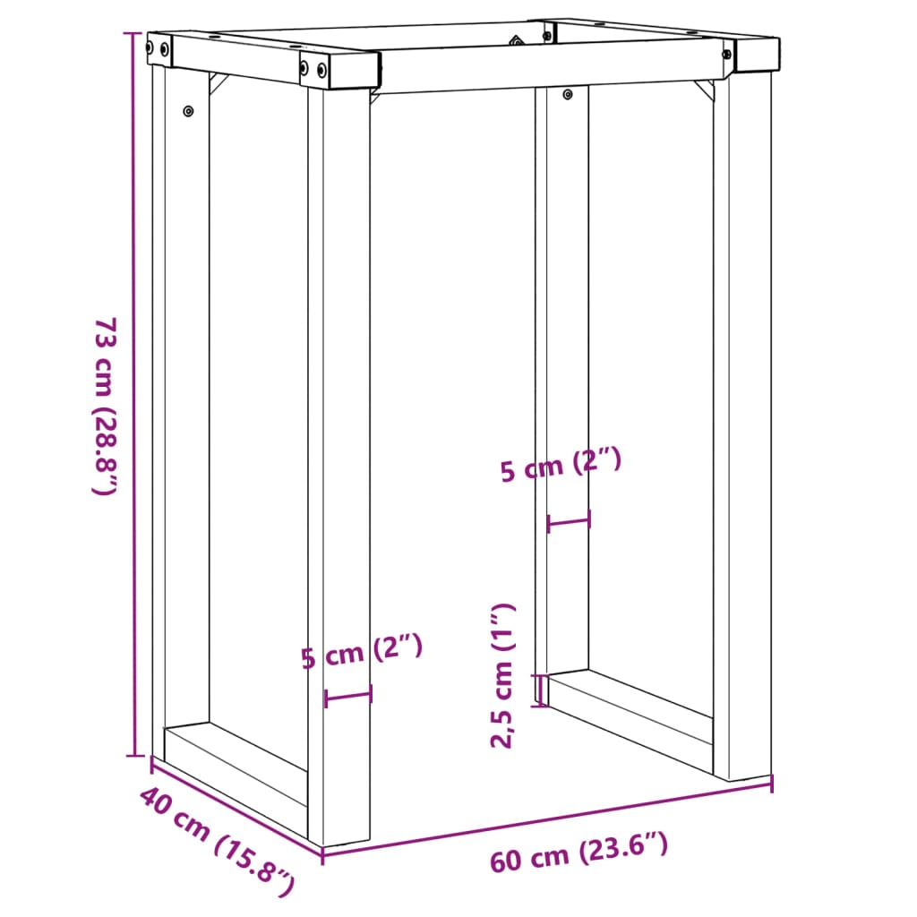 vidaXL Pieds de table à manger cadre en O 60x40x73 cm fonte