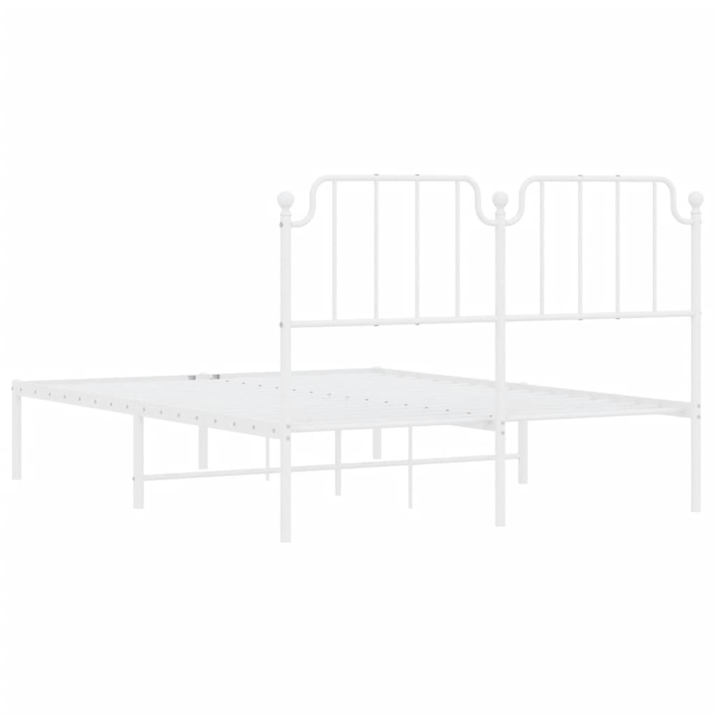 vidaXL Cadre de lit métal sans matelas et tête de lit blanc 135x190 cm