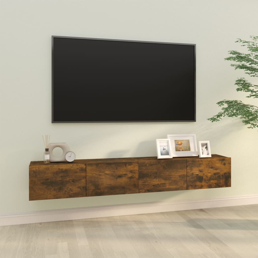 vidaXL Meubles TV muraux 2pcs chêne fumé 100x30x30cm bois d'ingénierie