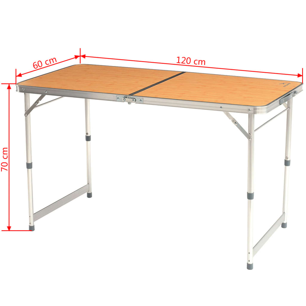 Easy Camp Table pliante Arzon Bambou 120 x 60 x 70 cm 540015