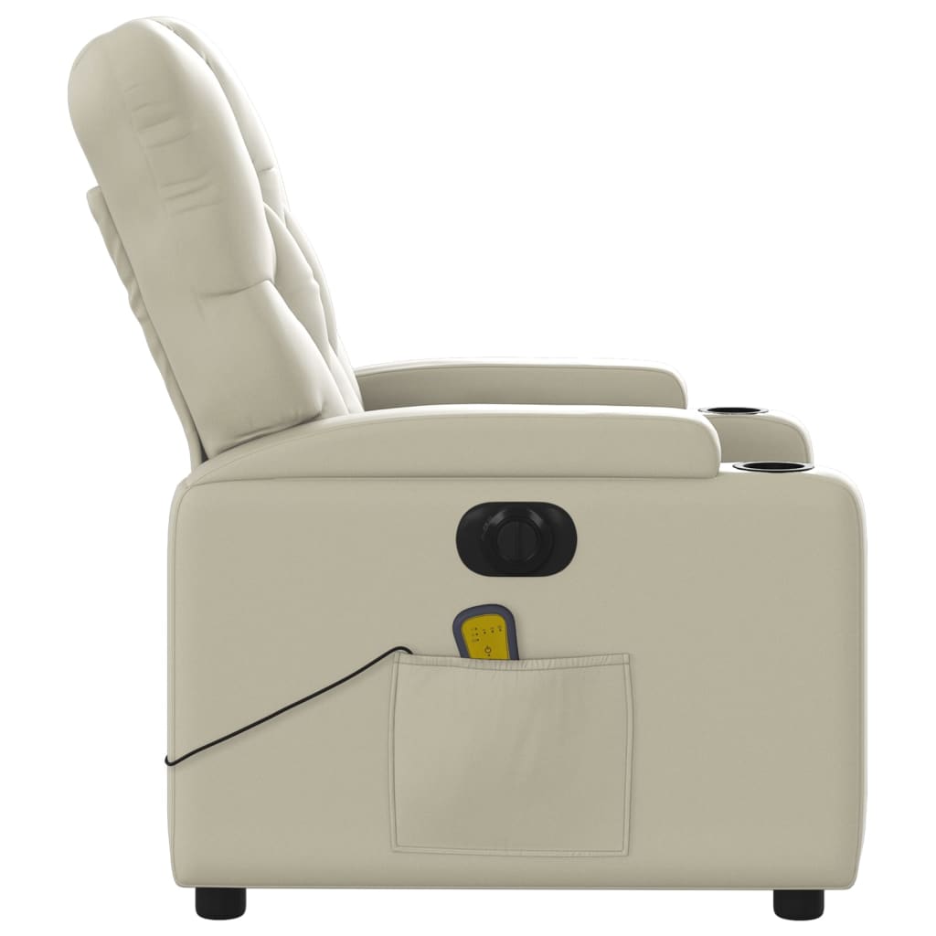 vidaXL Fauteuil de massage inclinable électrique crème similicuir