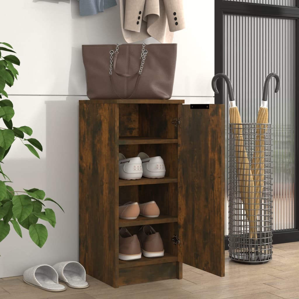 vidaXL Armoire à chaussures Chêne fumé 30x35x70 cm Bois d'ingénierie