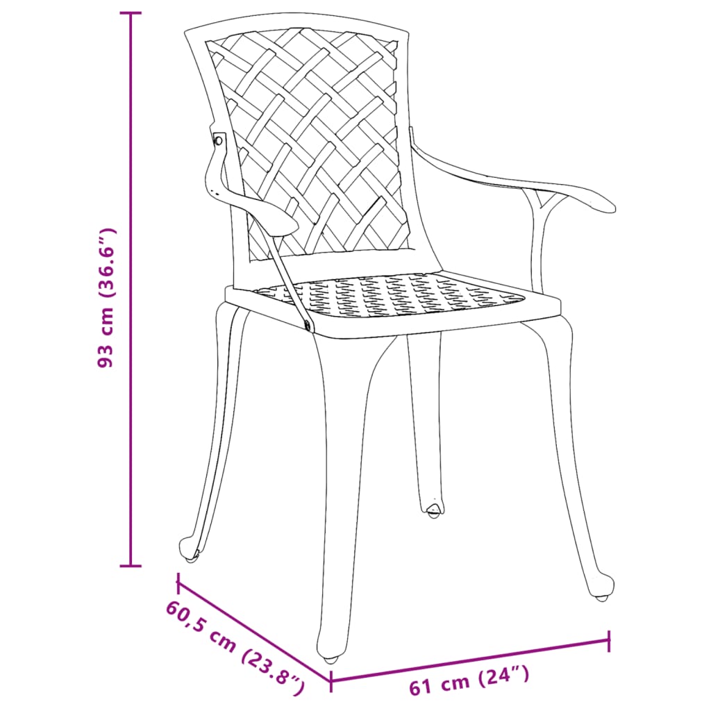 vidaXL Chaises de jardin lot de 2 vert aluminium coulé