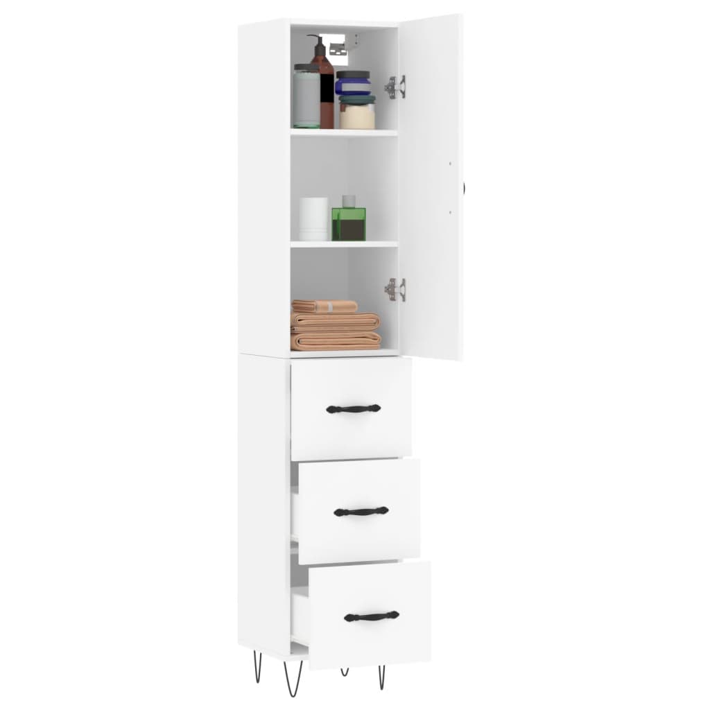 vidaXL Buffet haut Blanc 34,5x34x180 cm Bois d'ingénierie