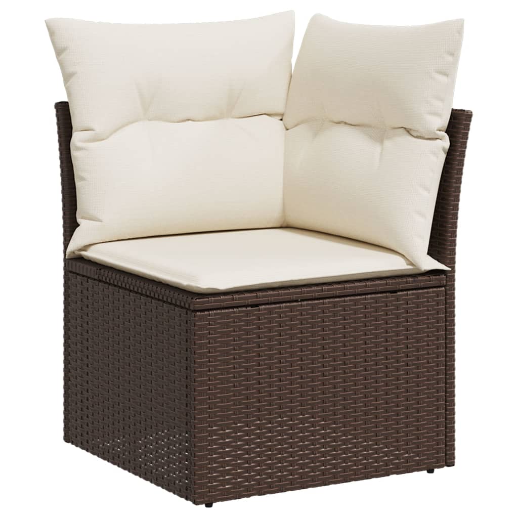 vidaXL Salon de jardin 8 pcs avec coussins marron résine tressée