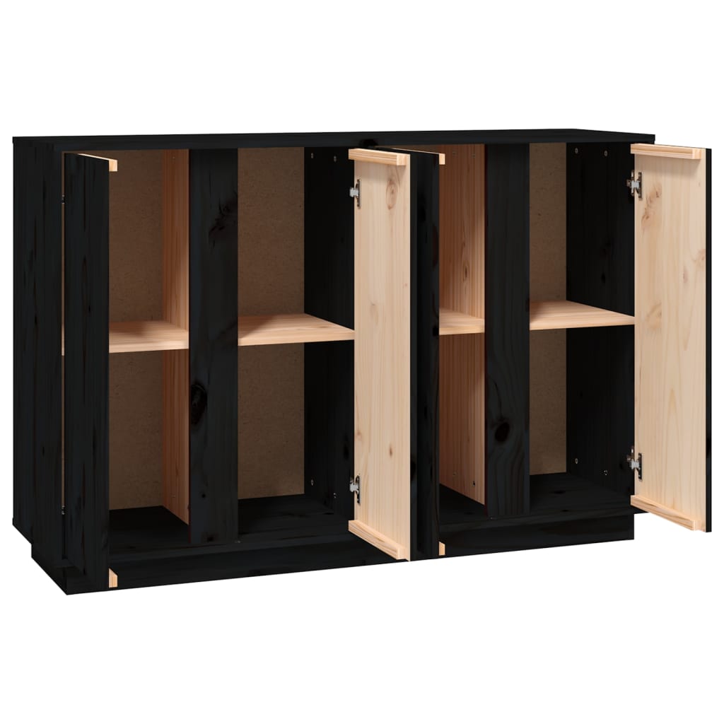 vidaXL Buffet Noir 120x35x80 cm Bois massif de pin