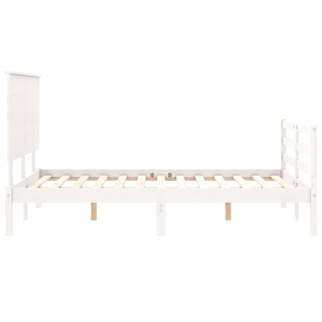 vidaXL Cadre de lit sans matelas blanc bois massif