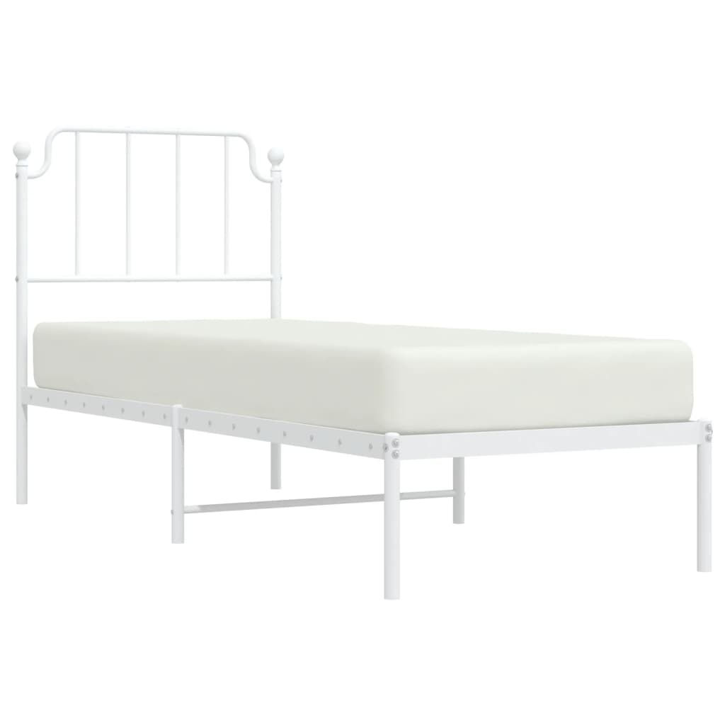 vidaXL Cadre de lit métal sans matelas avec tête de lit blanc 80x200cm