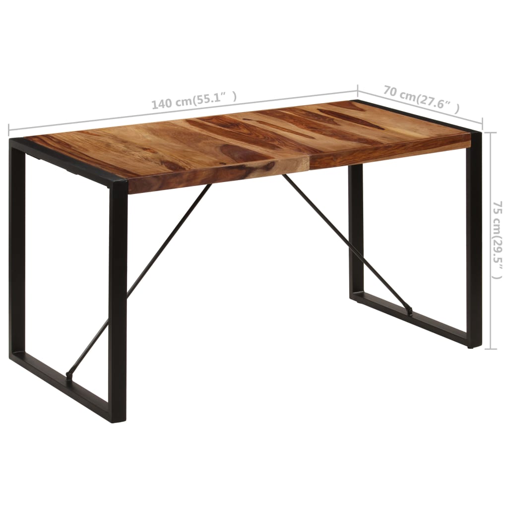vidaXL Table de salle à manger 140x70x75 cm Bois de Sesham massif