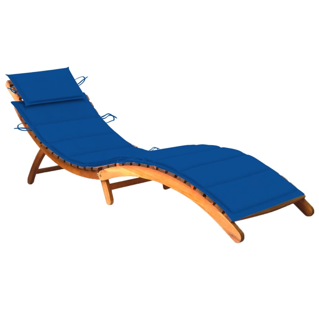 vidaXL Chaise longue de jardin avec coussin Bois d'acacia solide
