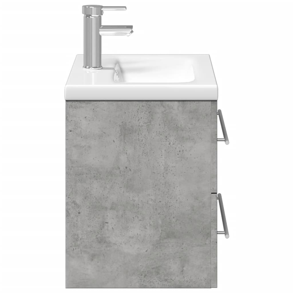 vidaXL Armoire lavabo de salle de bain avec bassin intégré gris béton