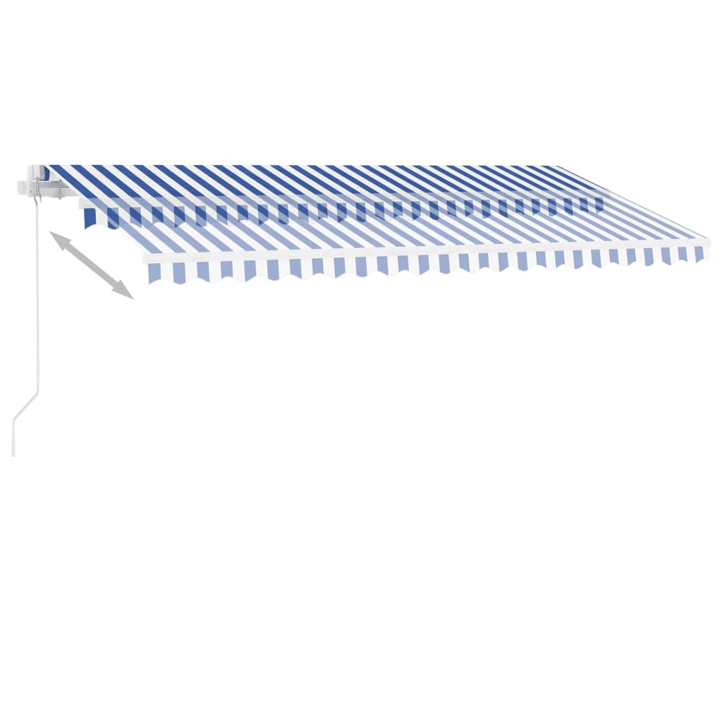 vidaXL Auvent manuel rétractable sur pied 450x300 cm Bleu et blanc