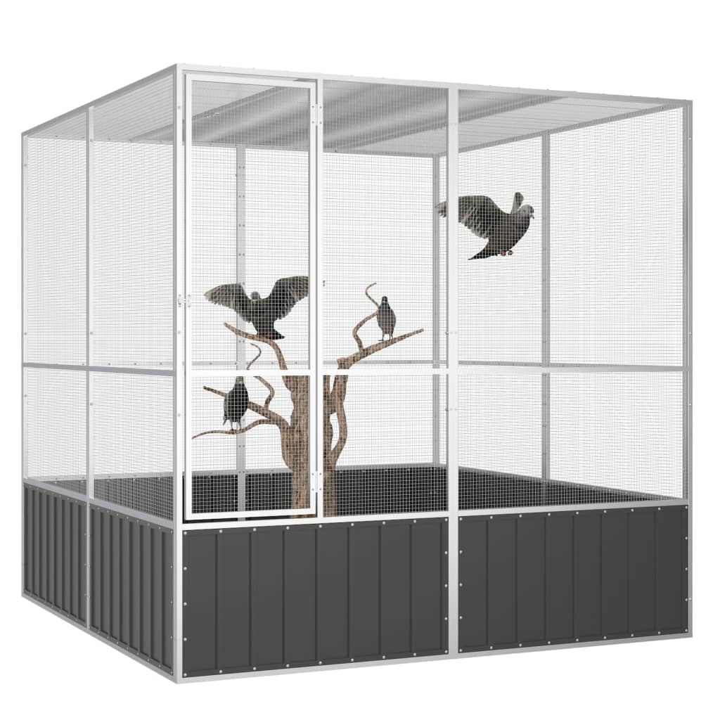 vidaXL Cage à oiseaux Anthracite 213,5x217,5x211,5 cm Acier galvanisé