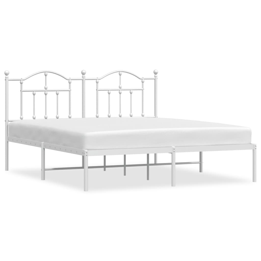 vidaXL Cadre de lit métal sans matelas et tête de lit blanc 183x213 cm