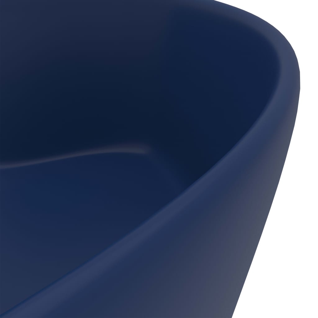 vidaXL Lavabo de luxe avec trop-plein Bleu foncé mat 36x13cm Céramique