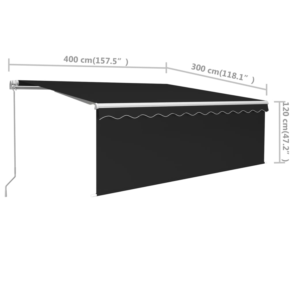 vidaXL Auvent manuel rétractable avec store 4x3 m Anthracite