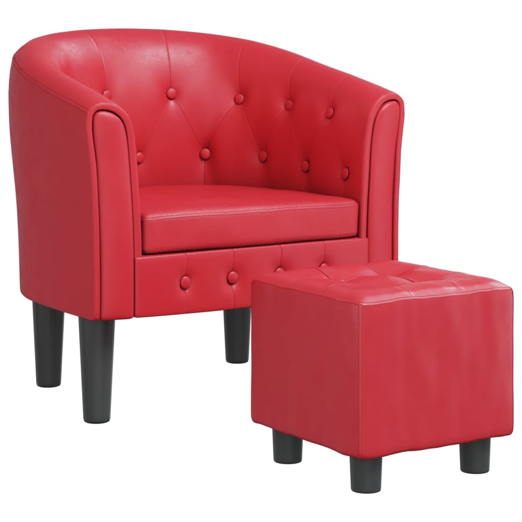 vidaXL Chaise cabriolet avec repose-pied rouge similicuir