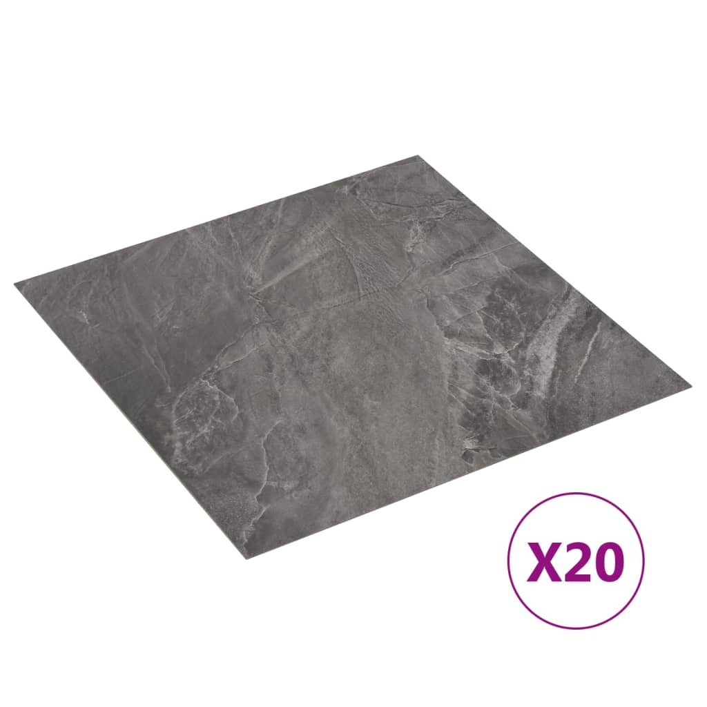 vidaXL Dalles de plancher autoadhésives 20 pcs PVC 1,86 m² motif noir
