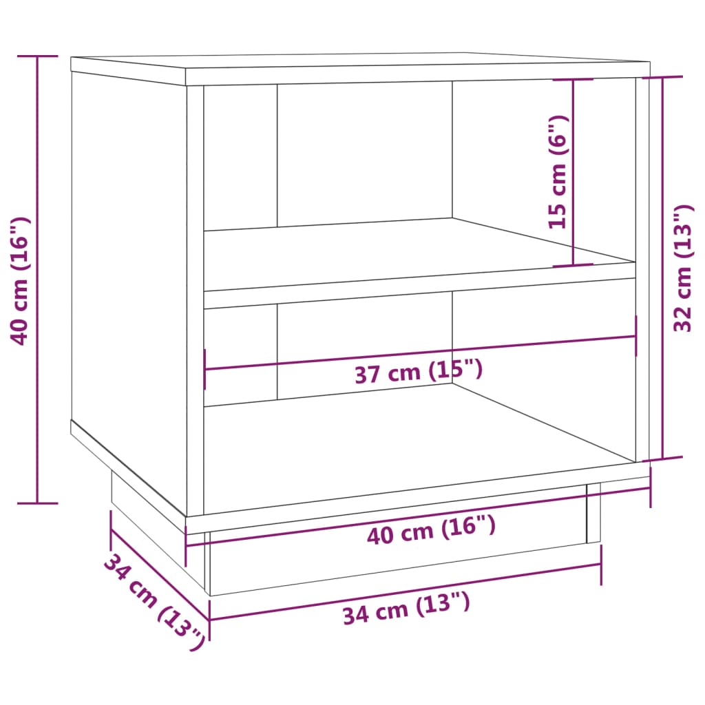 vidaXL Table de chevet Gris 40x34x40 cm Bois de pin solide
