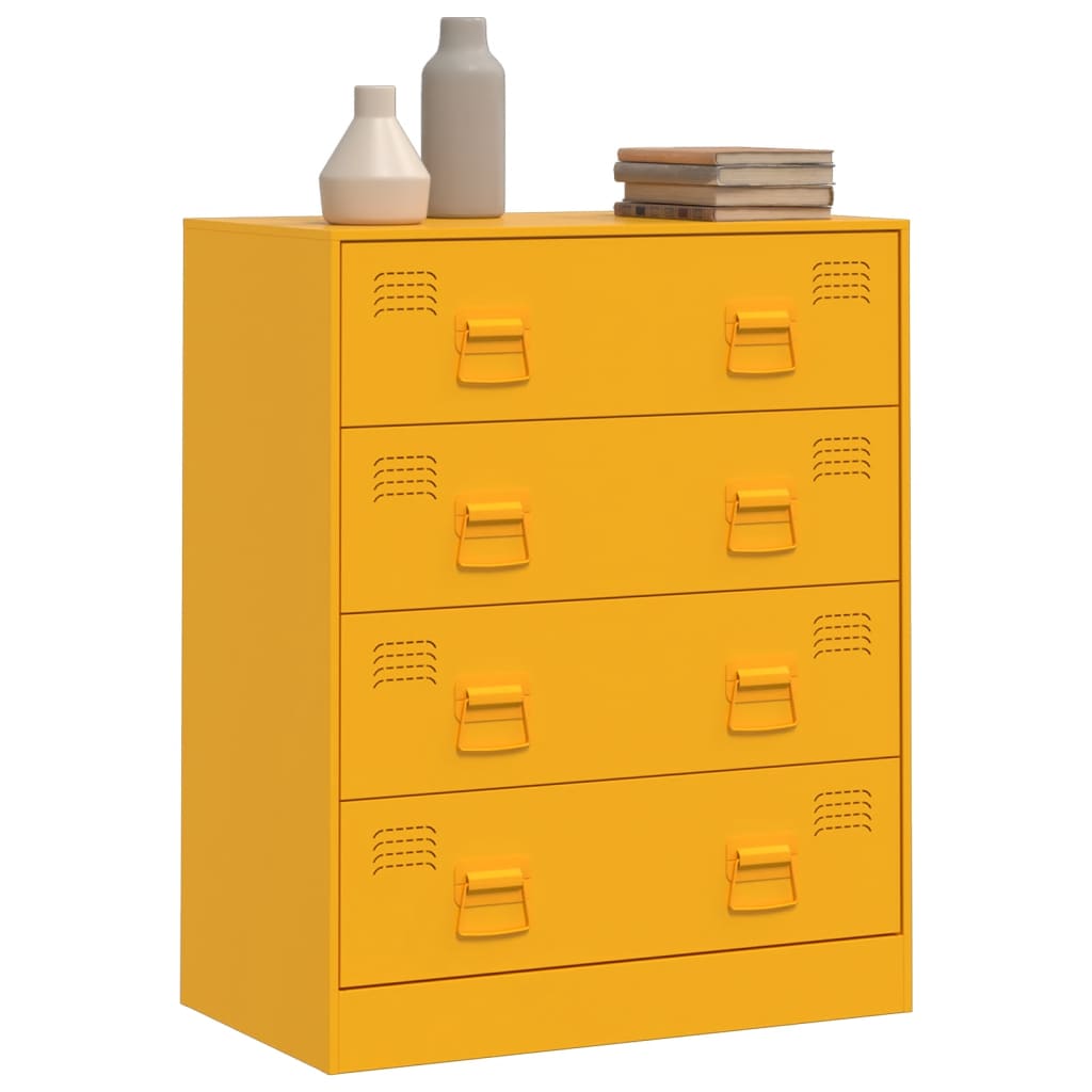 vidaXL Buffet jaune moutarde 67x39x83 cm acier