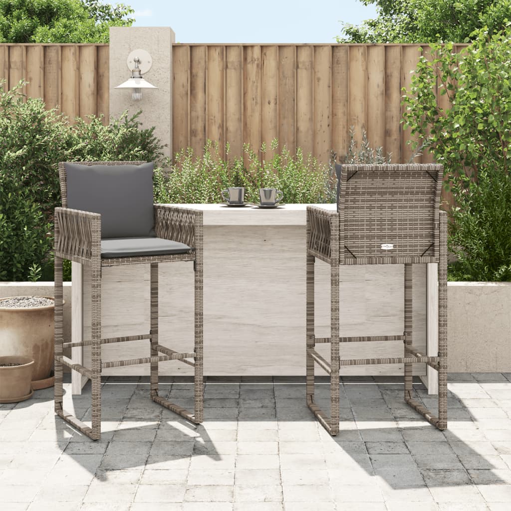 vidaXL Tabourets de bar de jardin lot de 2 gris résine tressée