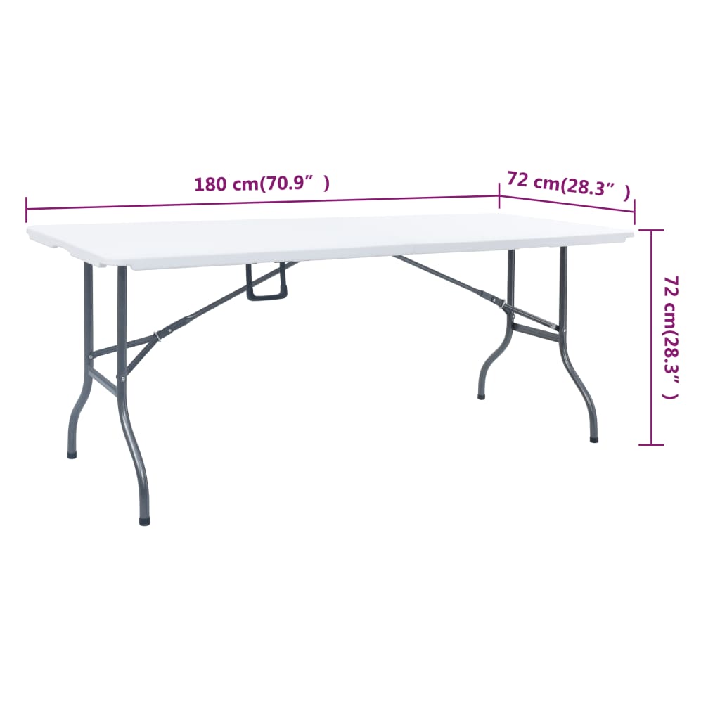 vidaXL Table pliable de jardin avec 2 bancs 180 cm Acier et PEHD Blanc
