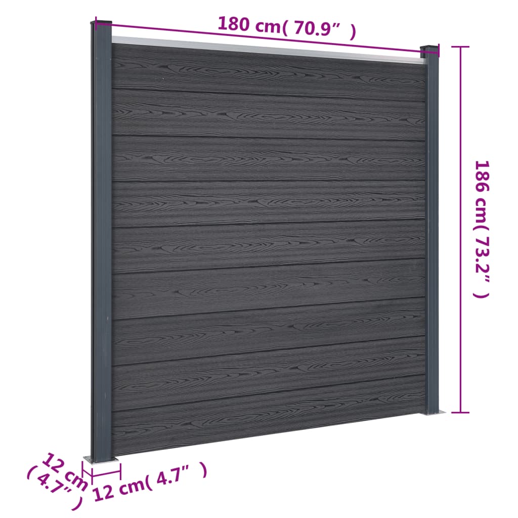 vidaXL Ensemble de panneaux de clôture gris 180x186 cm WPC