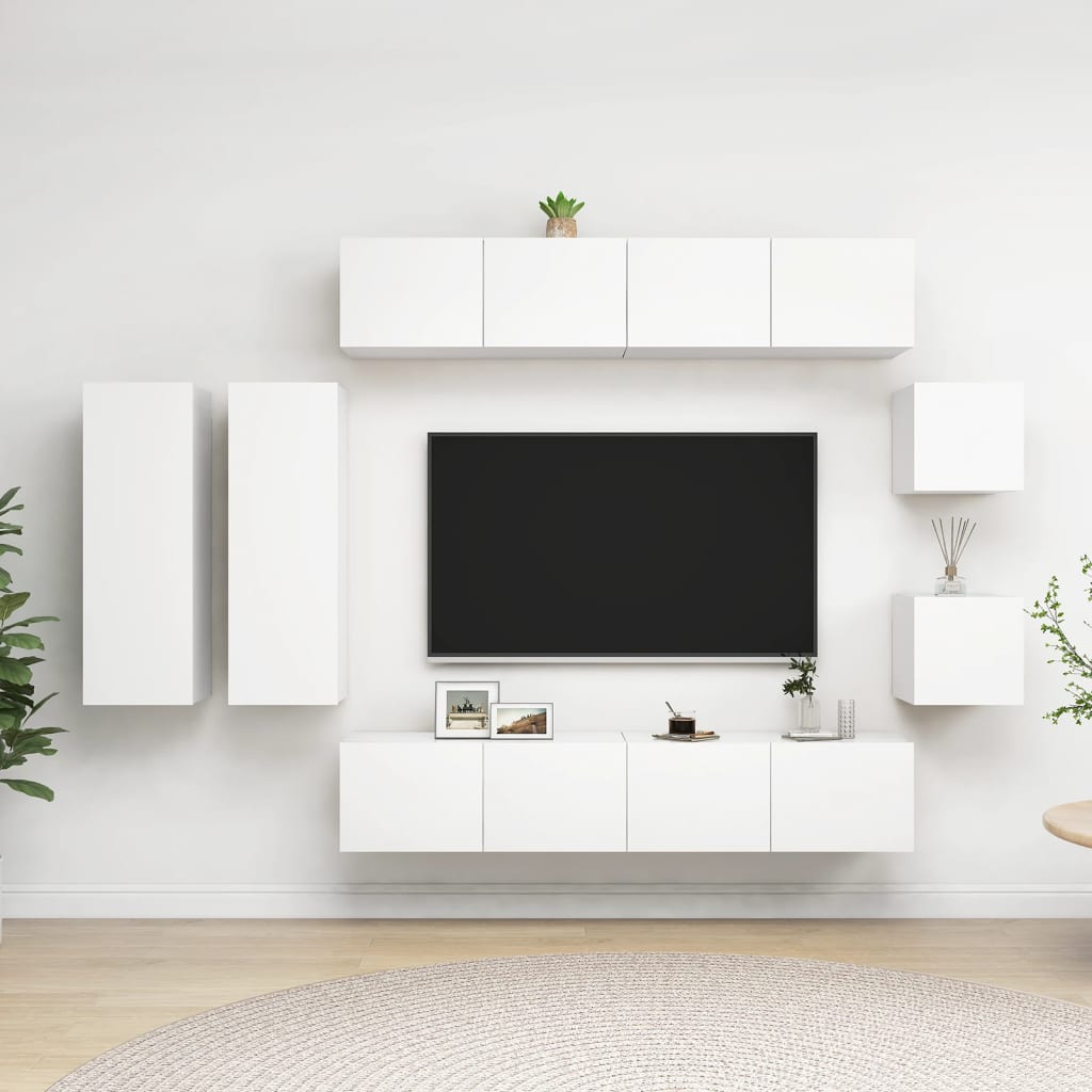 vidaXL Ensemble de meubles TV 8 pcs Blanc Bois d'ingénierie