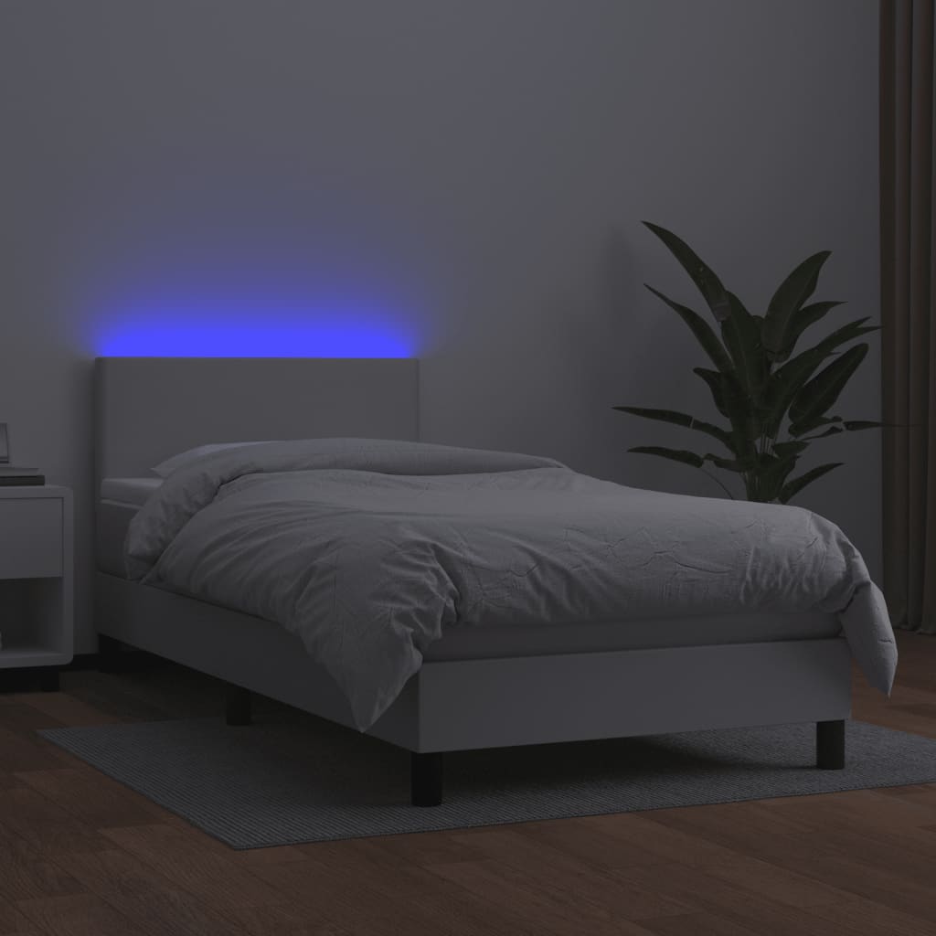 vidaXL Sommier à lattes de lit avec matelas et LED Blanc 80x200cm