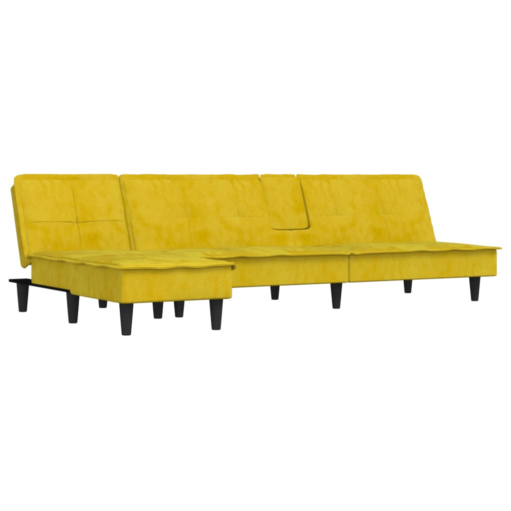 vidaXL Canapé-lit en forme de L jaune 255x140x70 cm velours