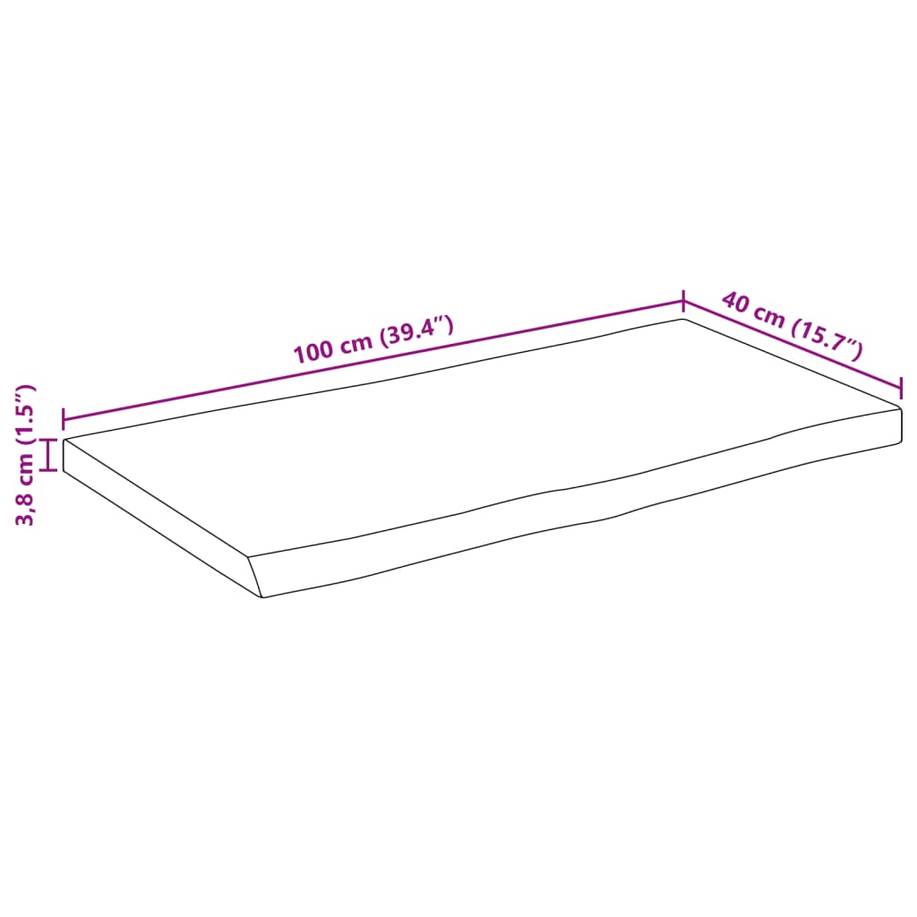 vidaXL Dessus de table bord vivant 100x40x3,8 cm bois de manguier brut