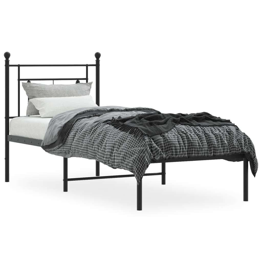 vidaXL Cadre de lit métal sans matelas avec tête de lit noir 80x200 cm