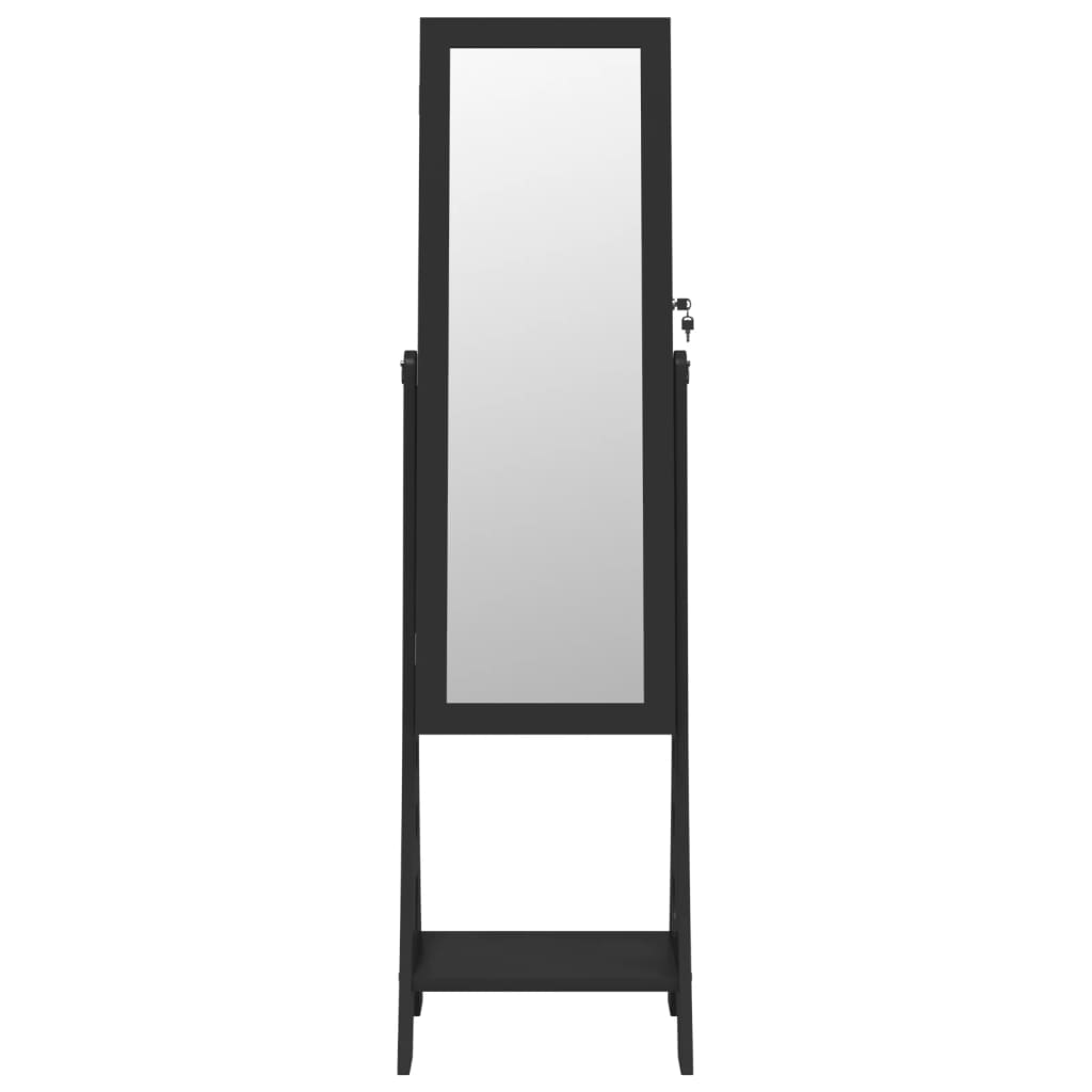 vidaXL Armoire à bijoux miroir avec lumières LED sur pied noir